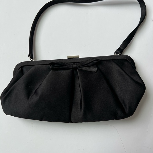 Handbags - Classic Black Women's Shoulder Bag with Bow Accent